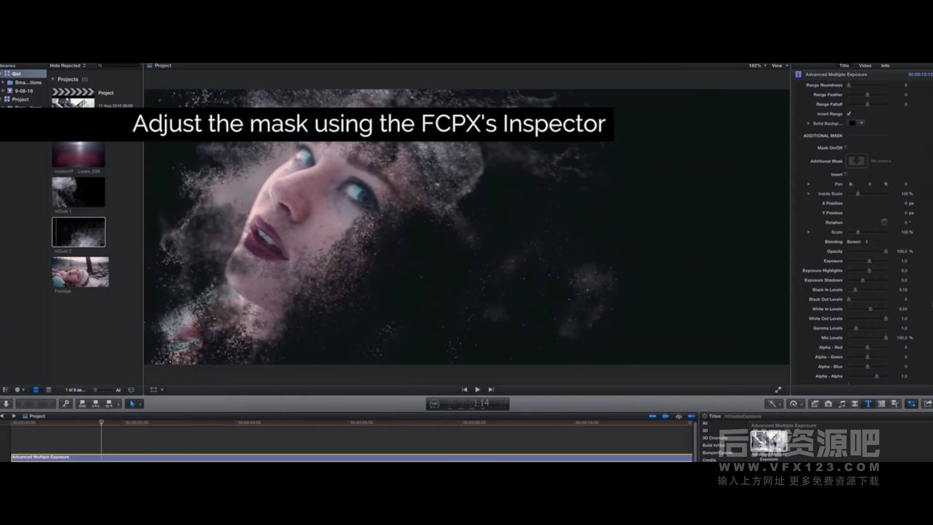 FCPX插件 画面多重曝光视频叠加视觉风格化效果 mDoubleExposure + 使用教程