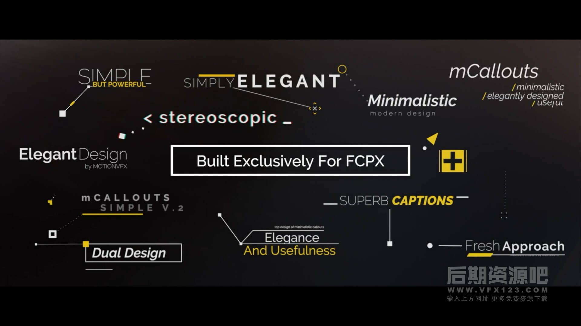 FCPX插件 50种自动跟踪线条呼出标题注释动画 一键安装版 mCallouts Simple 2